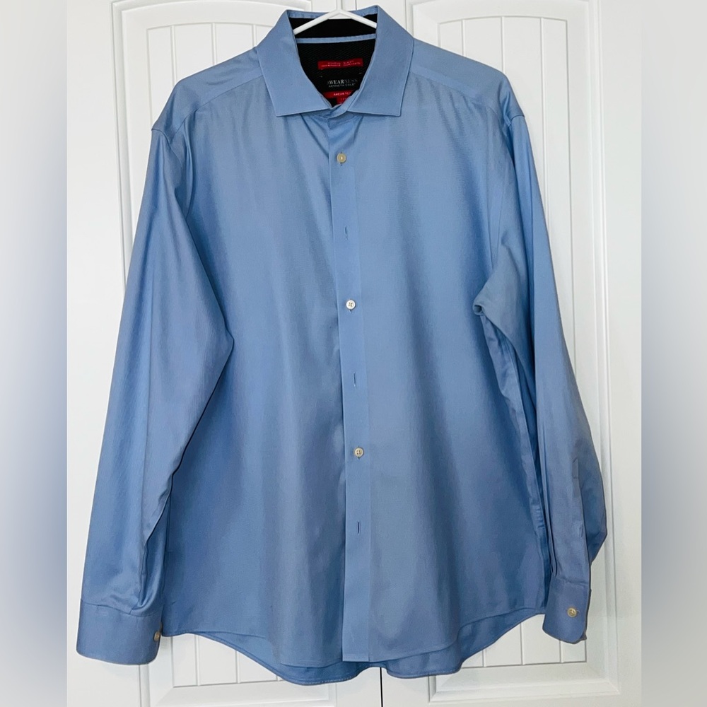 Awearness Kenneth Cole Awear-Tech dress Shirt size 17.5 slim fit 37.5 Chillflex